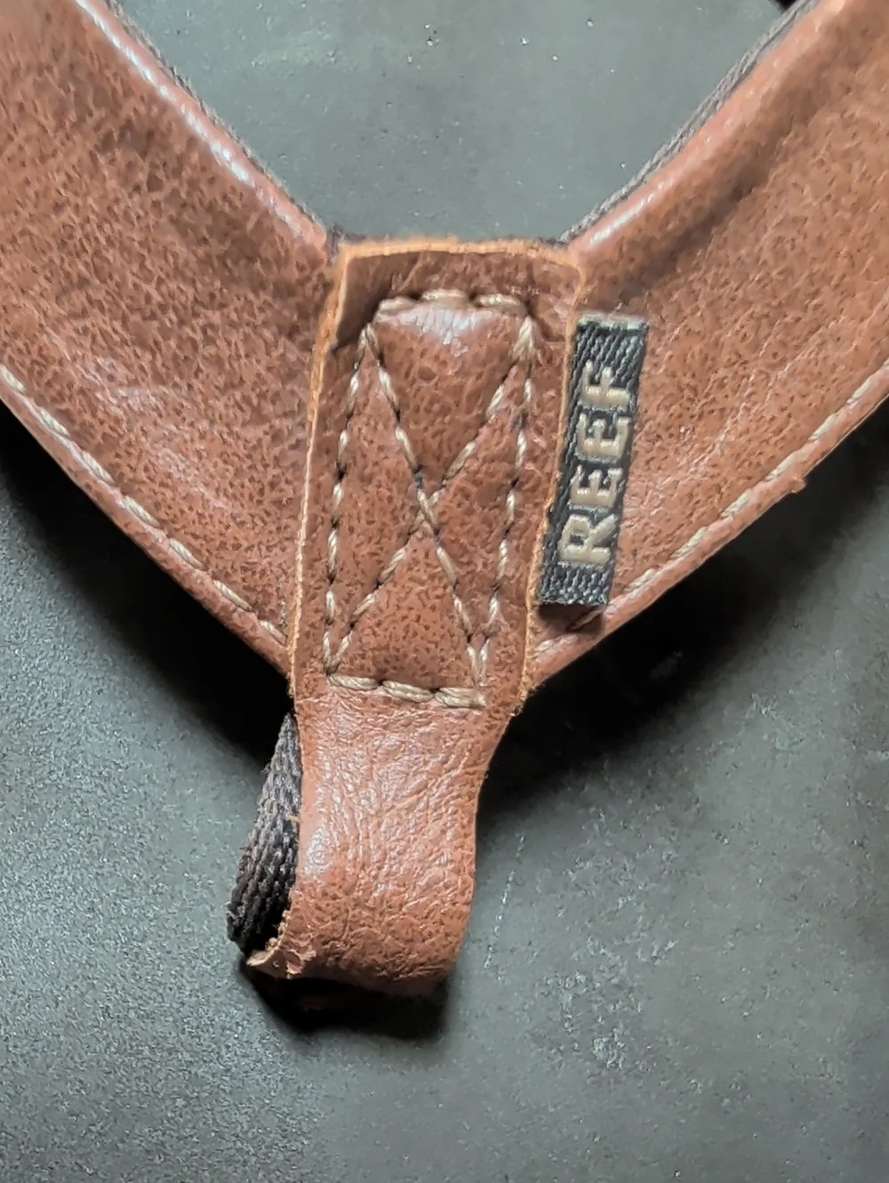 Reef, Brown Leather Flip Flops. Size 11 / 12